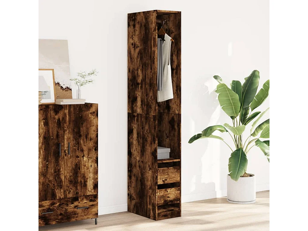 Armario roble ahumado 30x50x200 cm madera contrachapada