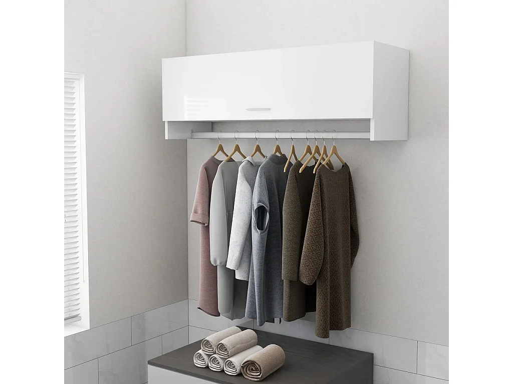 Glänzend weißer Kleiderschrank, 100 x 32,5 x 35 cm, Holzwerkstoff