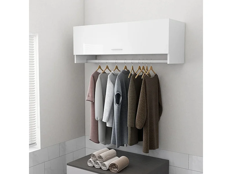 Garde-robe blanc brillant 100x32,5x35 cm bois d'ingénierie