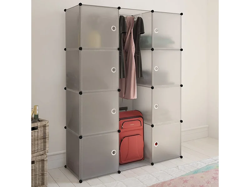 Armoire modulaire 9 compartiments 37x115x150 cm blanc