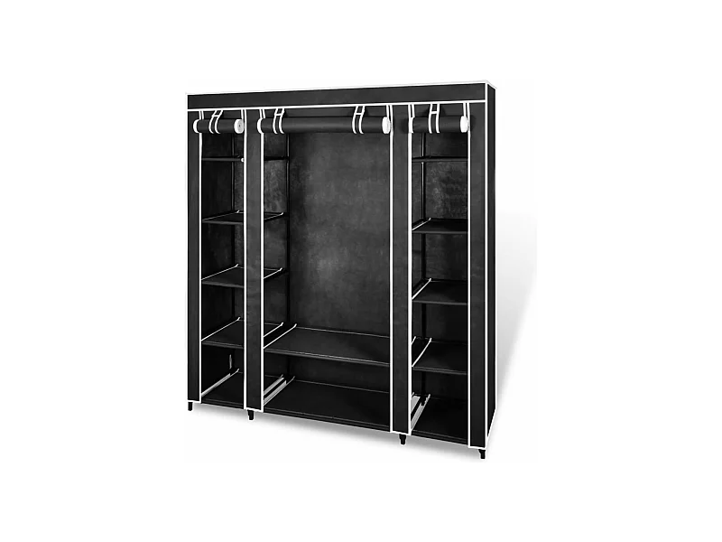 Armário com compartimentos e varões 45 x 150 x 176 cm Preto