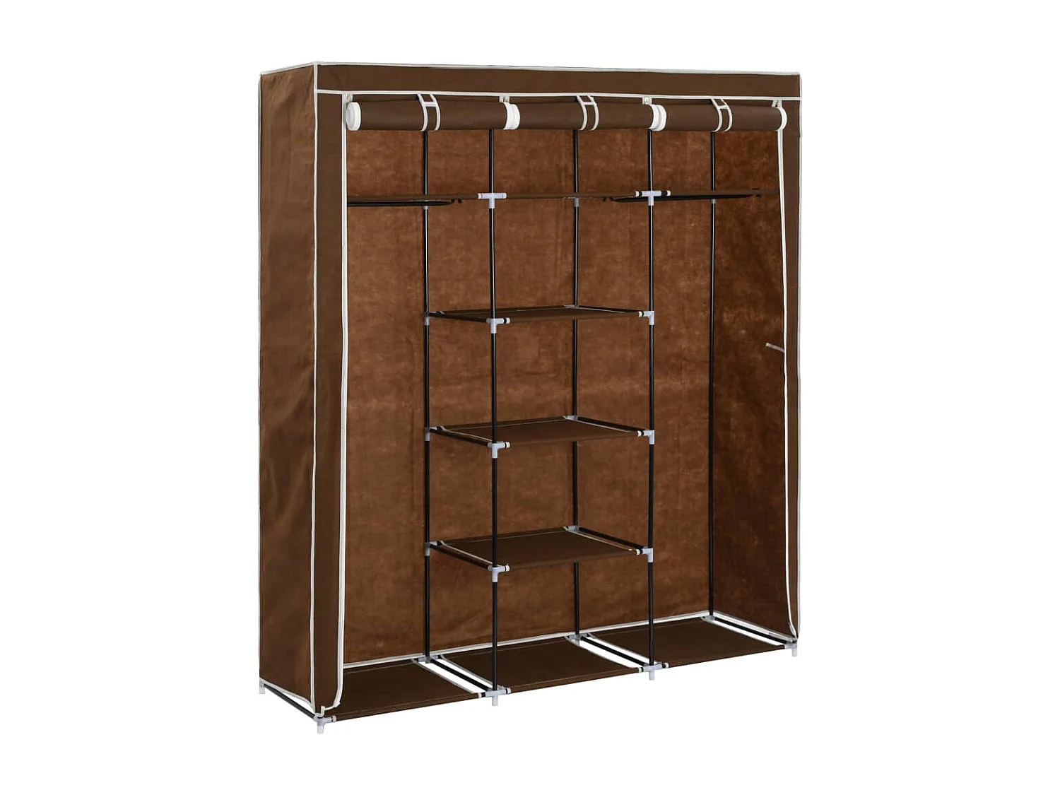 Armoire avec compartiments et barres Marron 150x45x175 cm Tissu
