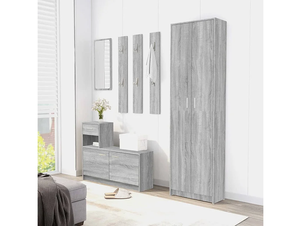 Armário de corredor cinza Sonoma 55x25x189 cm Madeira trabalhada