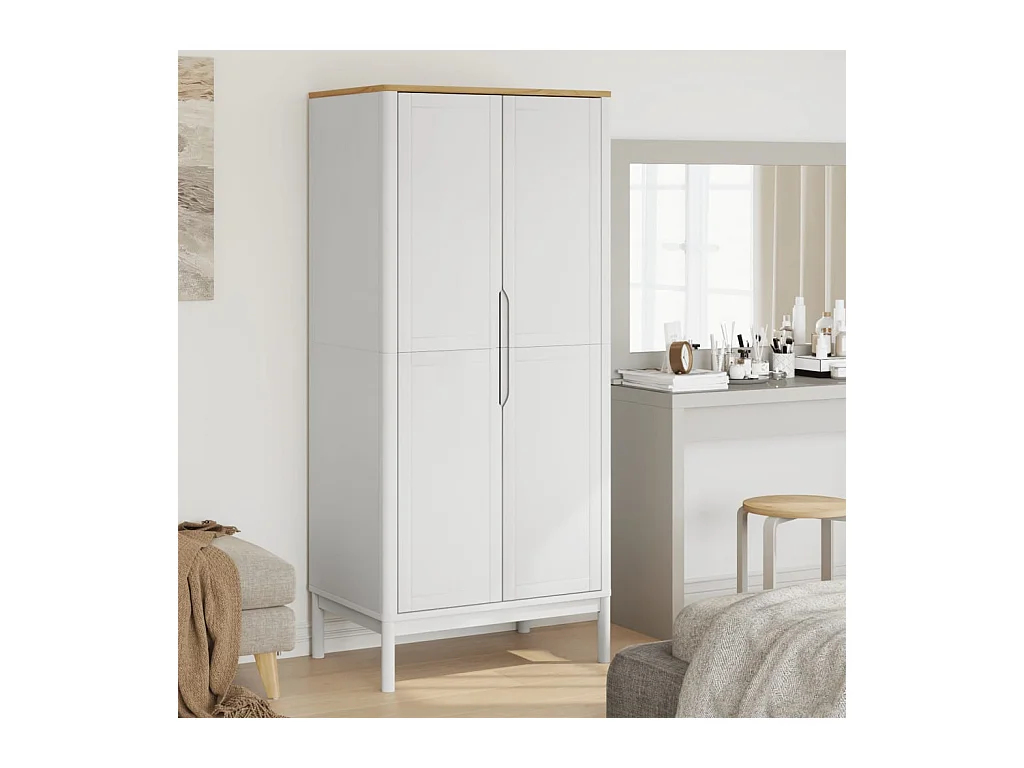 Armadio FLORO bianco 77x53x171 cm in legno massello di pino