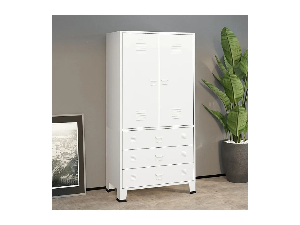 Garde-robe Blanc 90x50x180 cm Métal