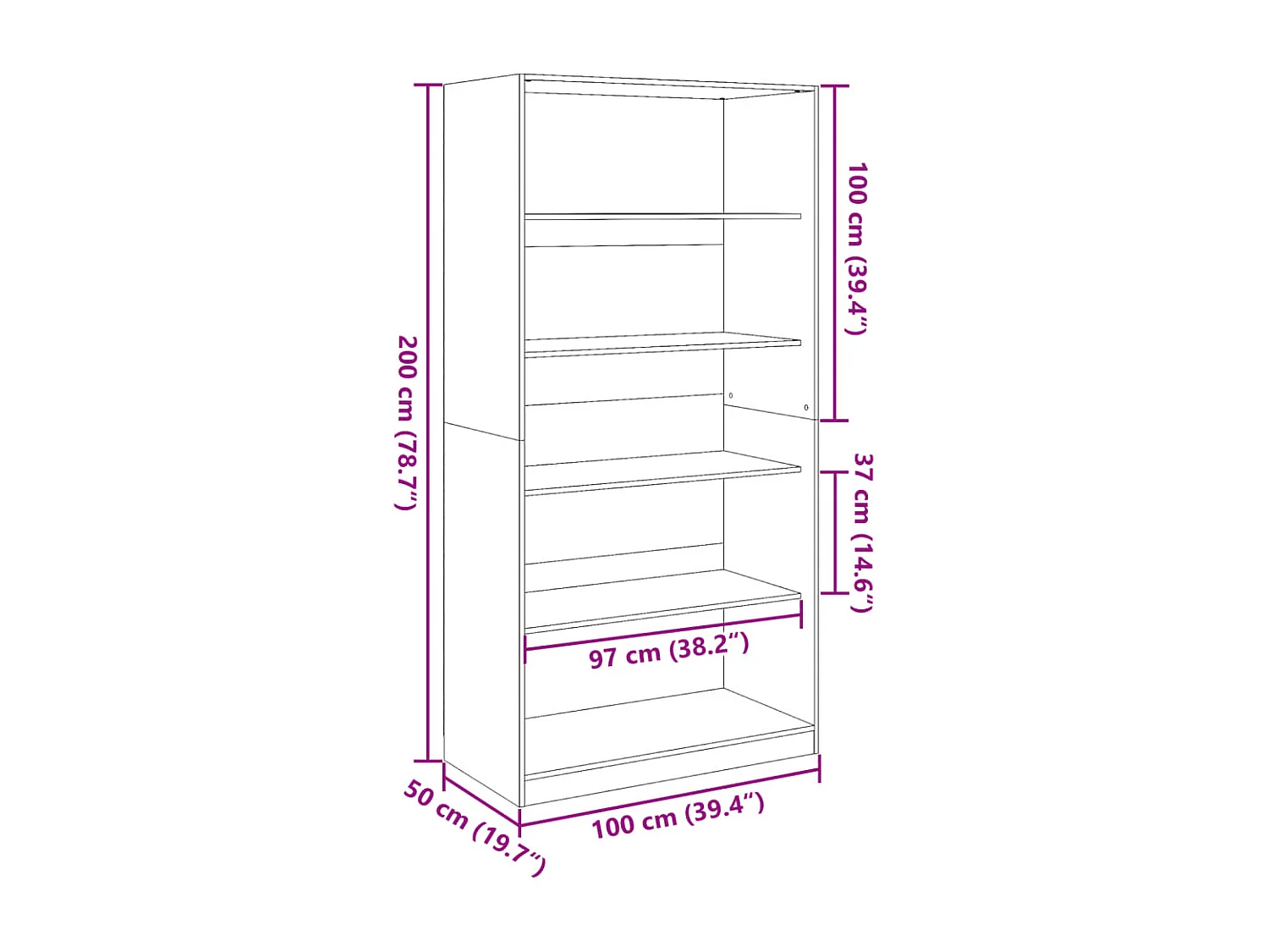 Armario roble ahumado 100x50x200 cm madera contrachapada