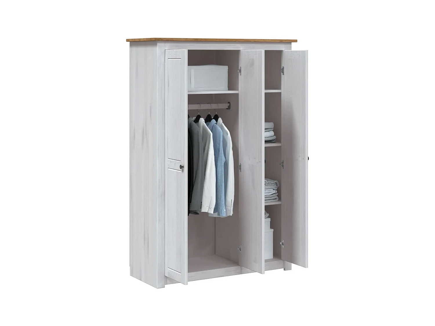 Garde-robe 3 portes Blanc 118x50x171,5cm Pin Assortiment Panama