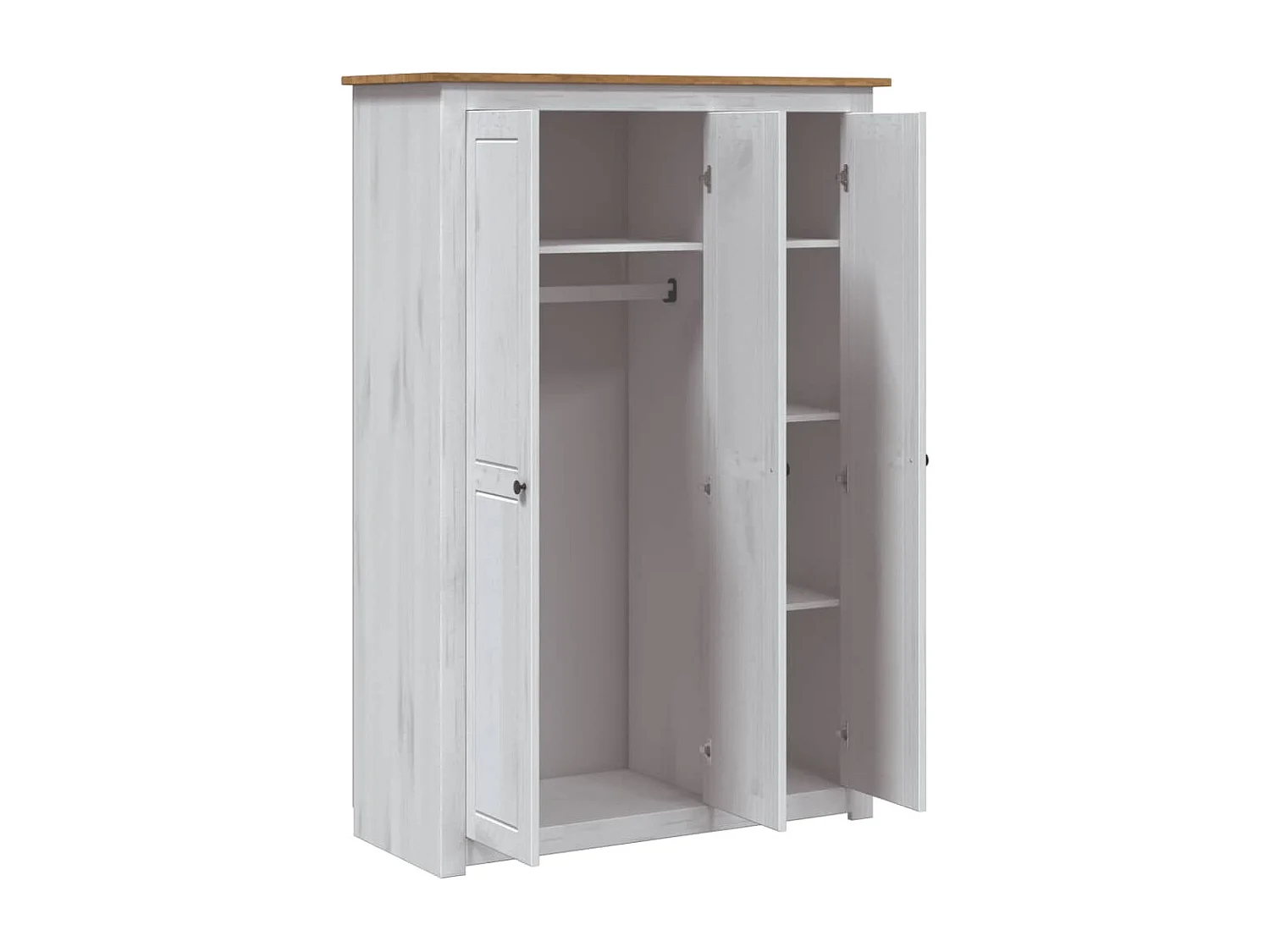 Garde-robe 3 portes Blanc 118x50x171,5cm Pin Assortiment Panama