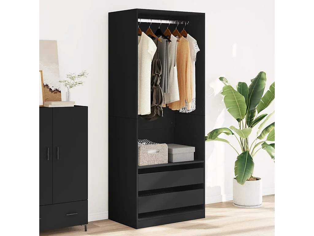 Garde-robe noir 80x50x200 cm bois d'ingénierie