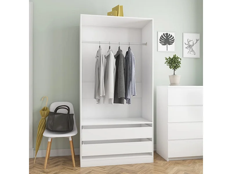 Kleiderschrank Weiß 100x50x200 cm Holzwerkstoff