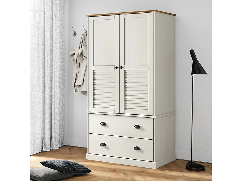 Armário VIGO branco 90x55x176 cm madeira maciça de pinho