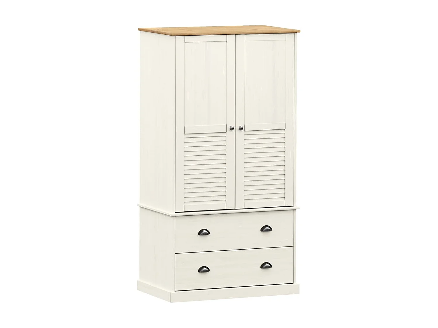 VIGO weißer Kleiderschrank 90x55x176 cm aus massivem Kiefernholz