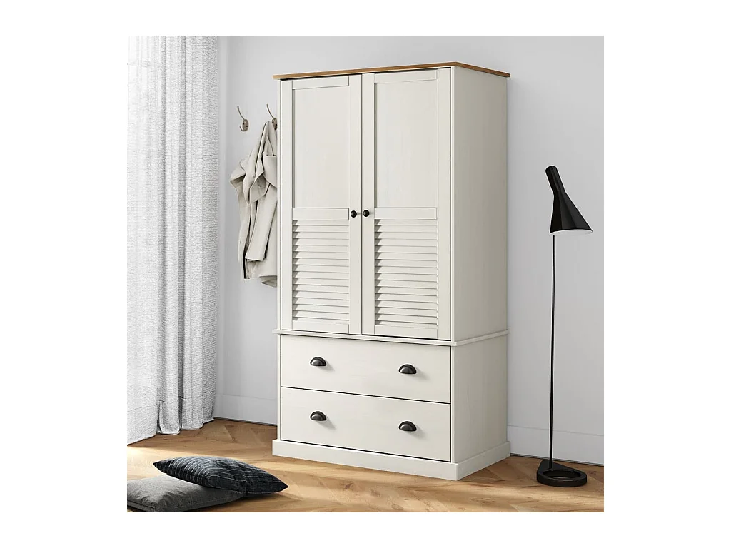 Garde-robe VIGO blanc 90x55x176 cm bois massif de pin