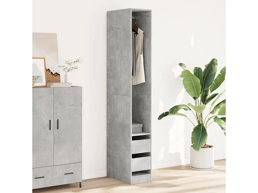 Garde-robe gris béton 30x50x200 cm bois d'ingénierie