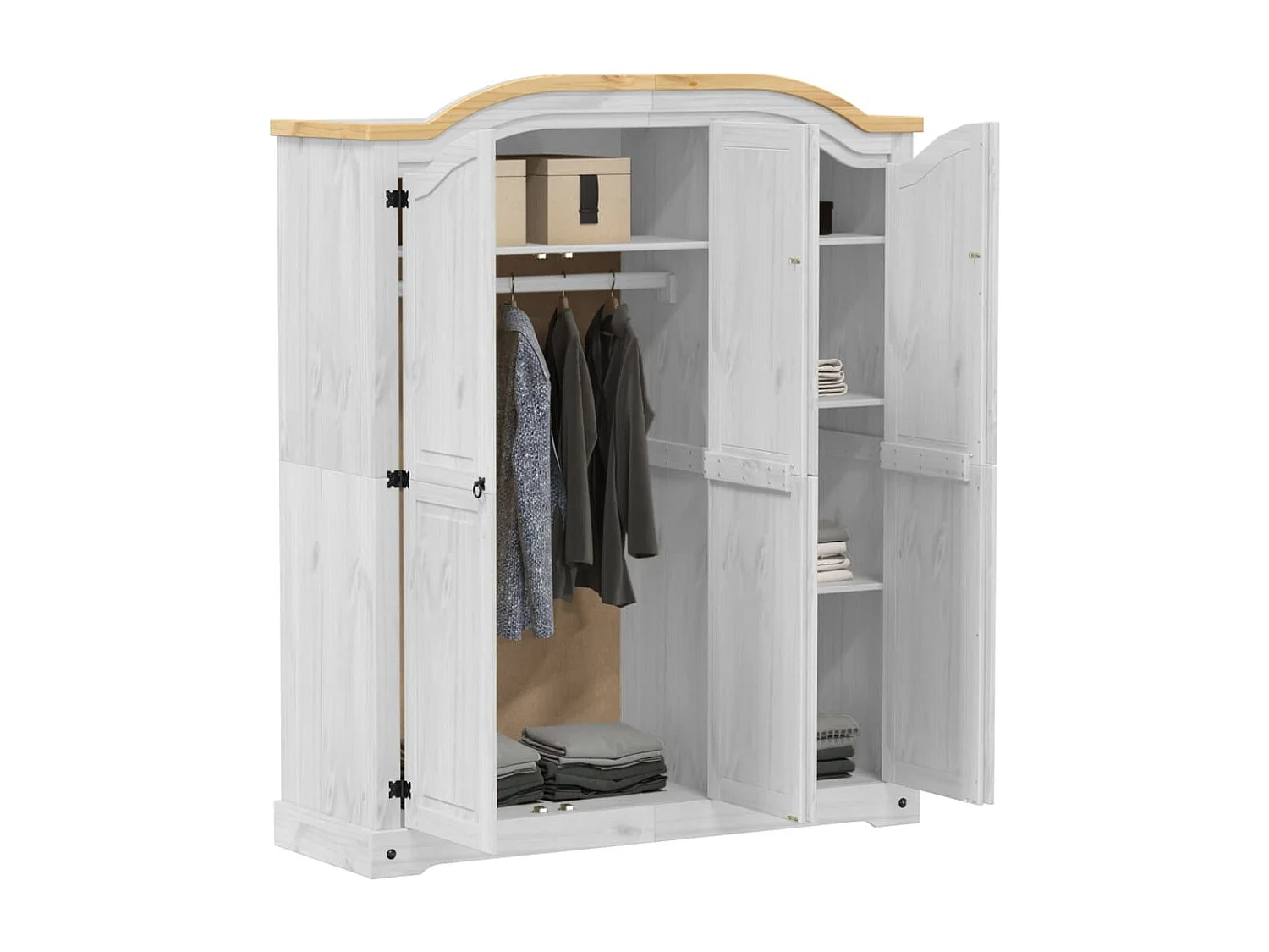 Armário Corona branco 151,5x52x186 cm madeira maciça de pinho