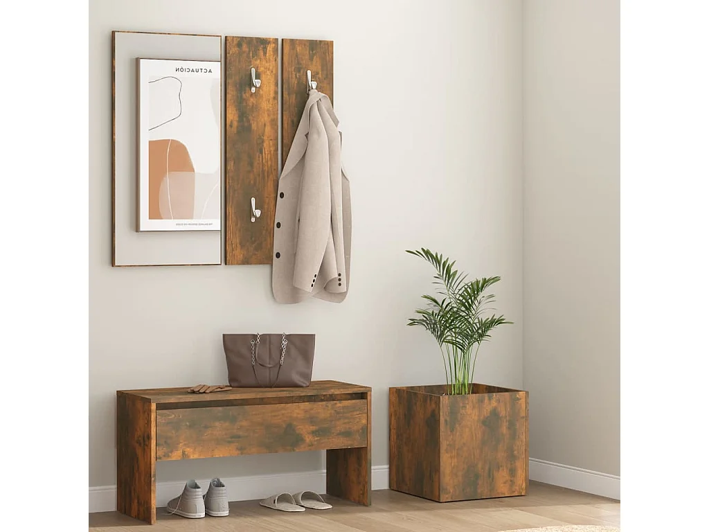 Conjunto de muebles de entrada de madera de ingeniería de roble ahumado