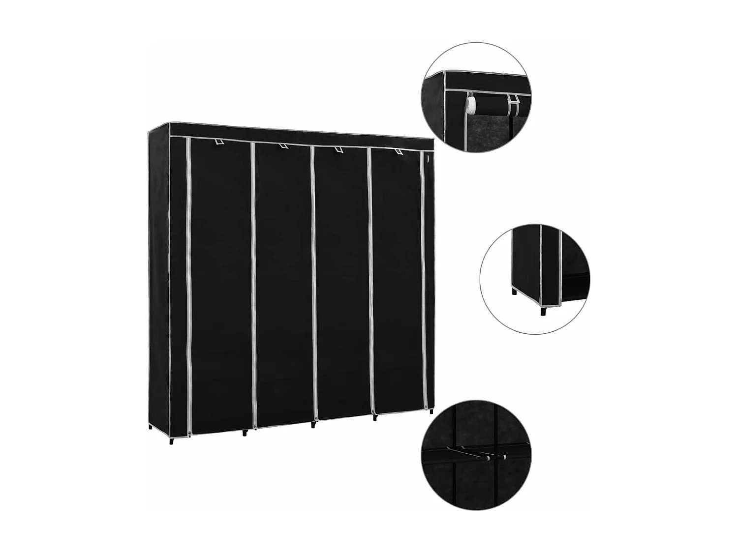 Armadio con 4 scomparti Nero 175x45x170 cm