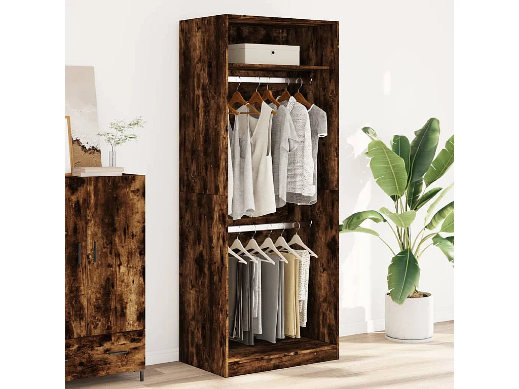 Armario roble ahumado 80x50x200 cm madera contrachapada