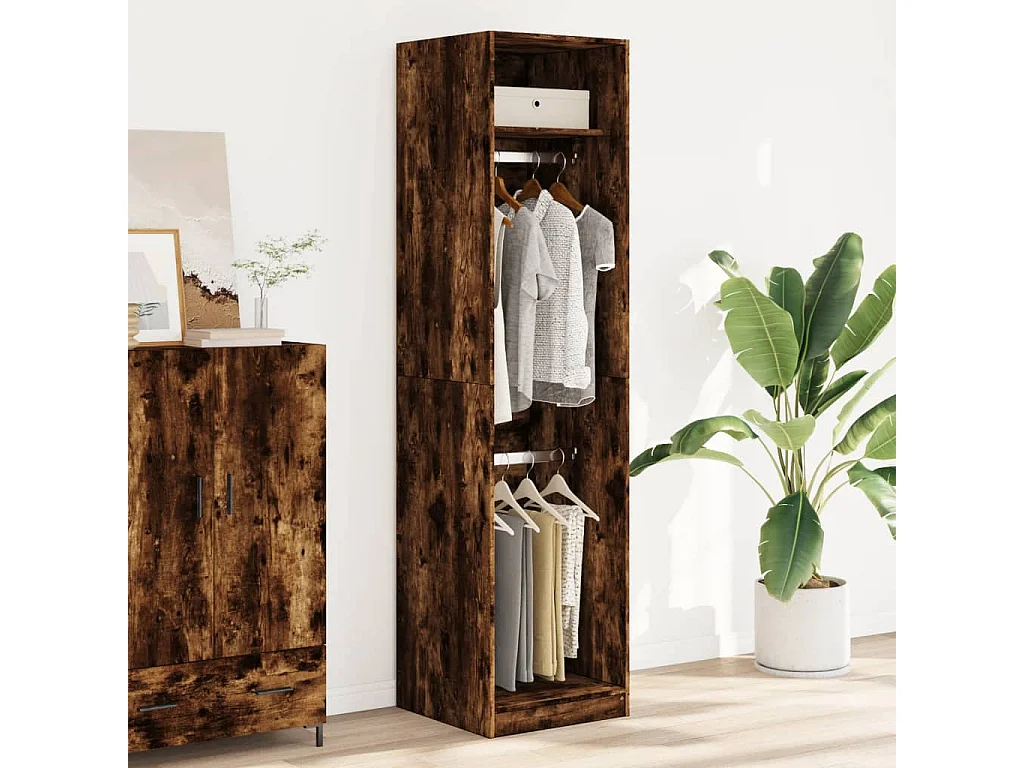 Garde-robe chêne fumé 50x50x200 cm bois d'ingénierie