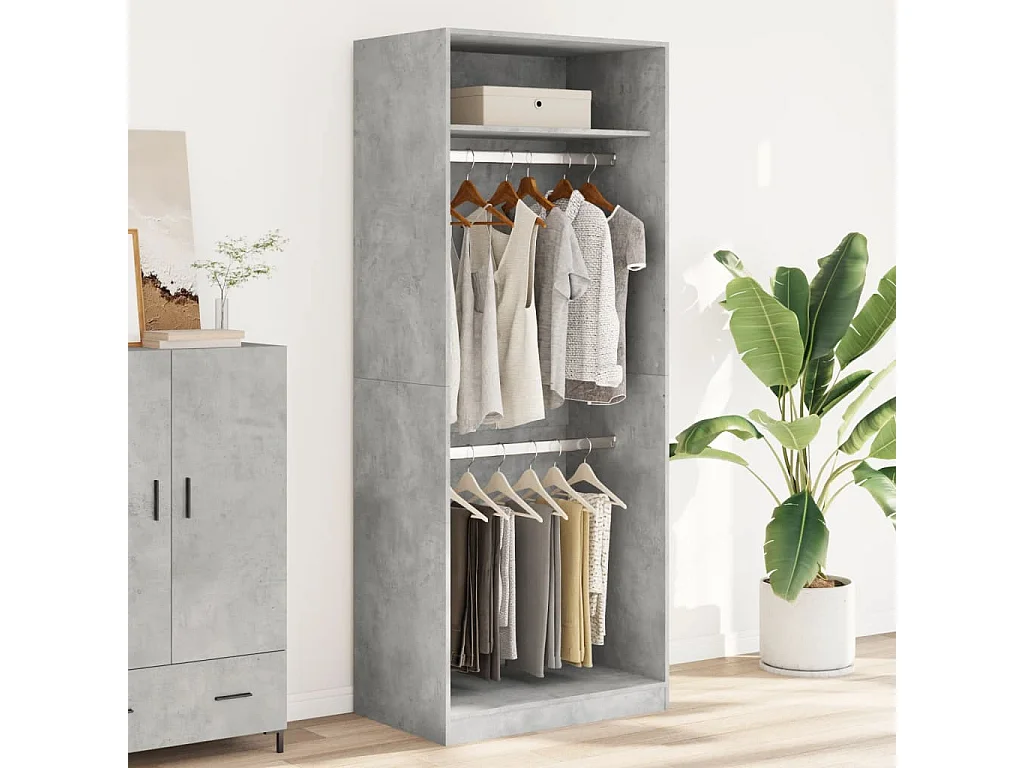 Garde-robe gris béton 80x50x200 cm bois d'ingénierie