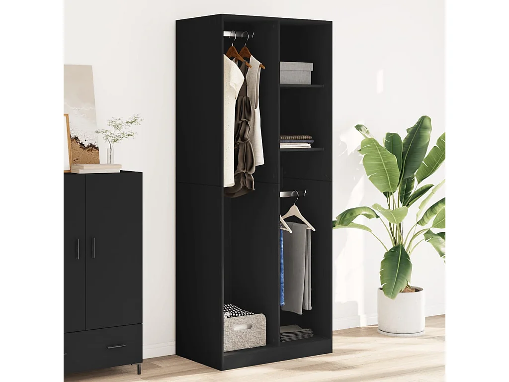 Armadio nero 80x50x200 cm in derivati del legno