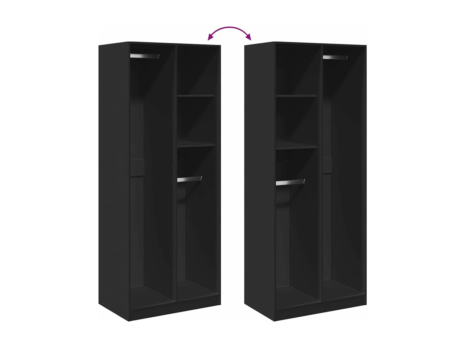 Garde-robe noir 80x50x200 cm bois d'ingénierie