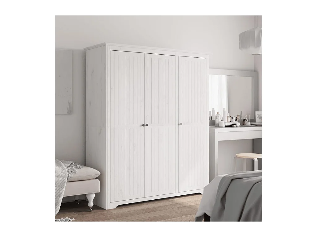 Armadio BODO bianco 146x53,5x173 cm in legno massello di pino