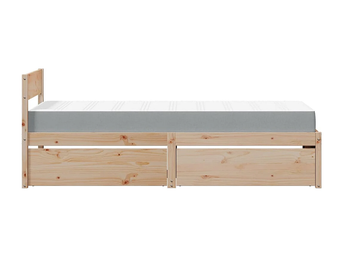 Lit avec tiroirs et matelas 90x200 cm bois massif de pin