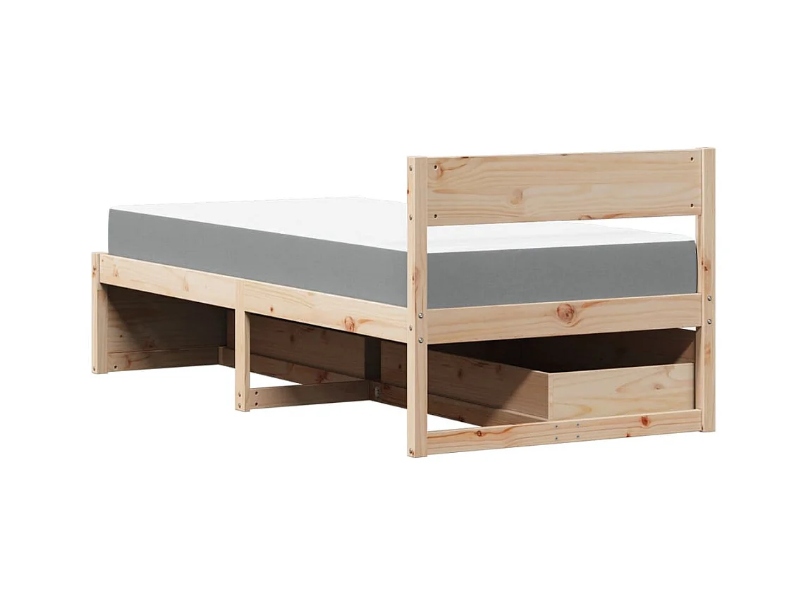 Lit avec tiroirs et matelas 90x200 cm bois massif de pin