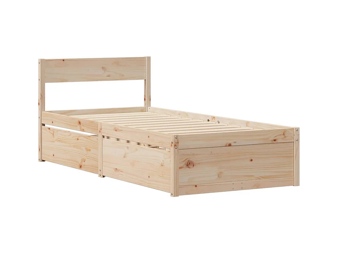 Lit avec tiroirs et matelas 90x200 cm bois massif de pin