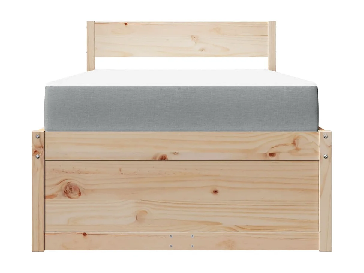 Cama con cajones y colchón madera maciza de pino 90x200 cm
