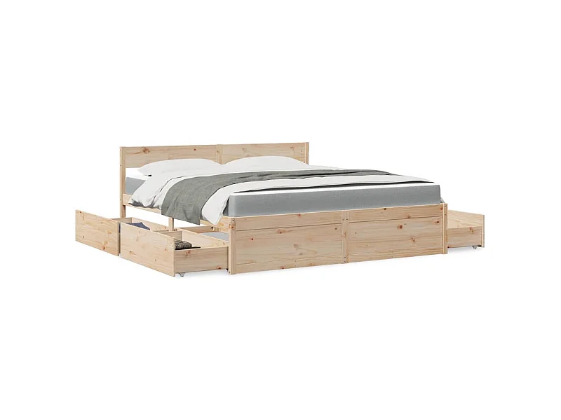 Bed met lades en matras massief grenenhout 180x200 cm