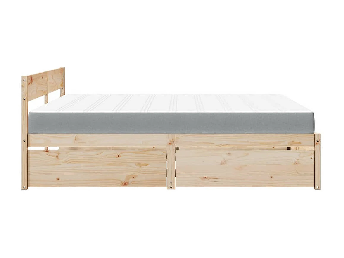 Bett mit Schubladen und Matratze 180x200 cm Massivholz Kiefer