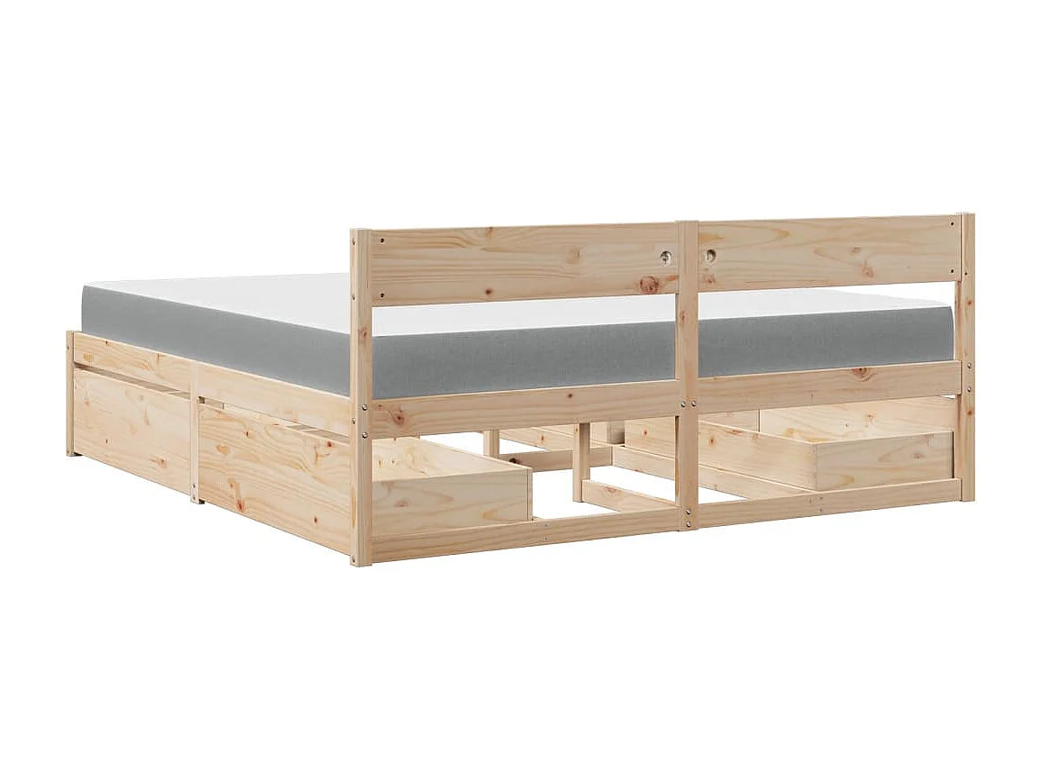 Bett mit Schubladen und Matratze 180x200 cm Massivholz Kiefer