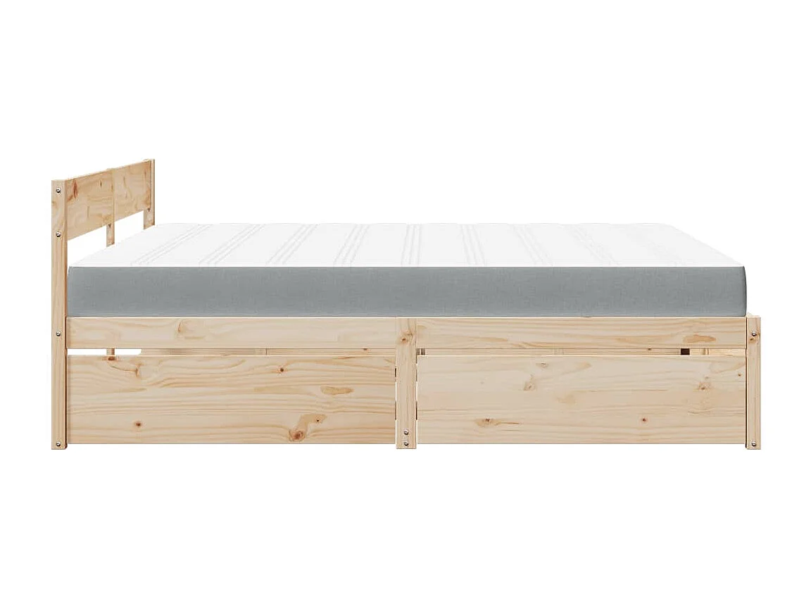 Giroletto Cassetti e Materasso 200x200 cm Legno Massello Pino
