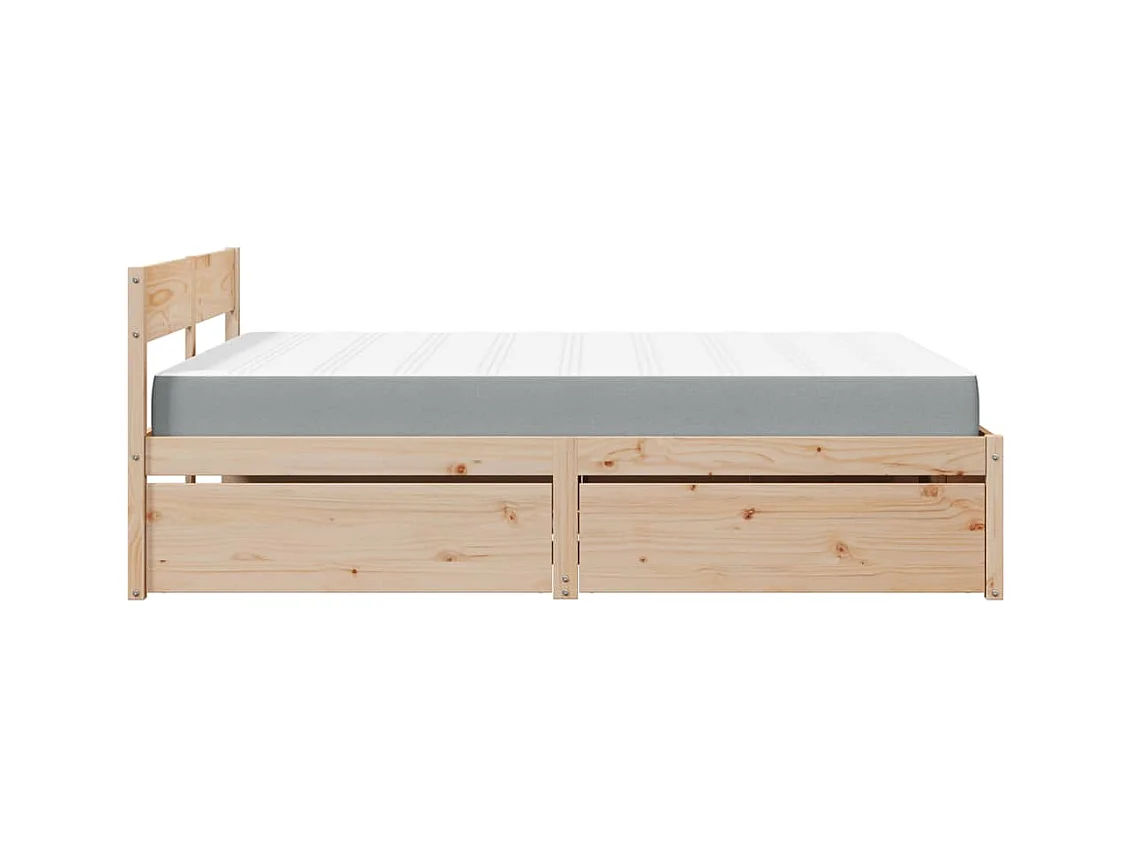 Lit avec tiroirs et matelas 140x200 cm bois massif de pin