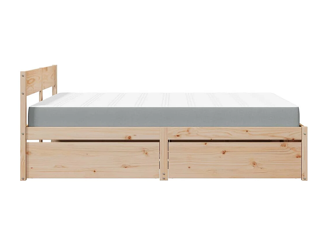 Lit avec tiroirs et matelas 140x200 cm bois massif de pin