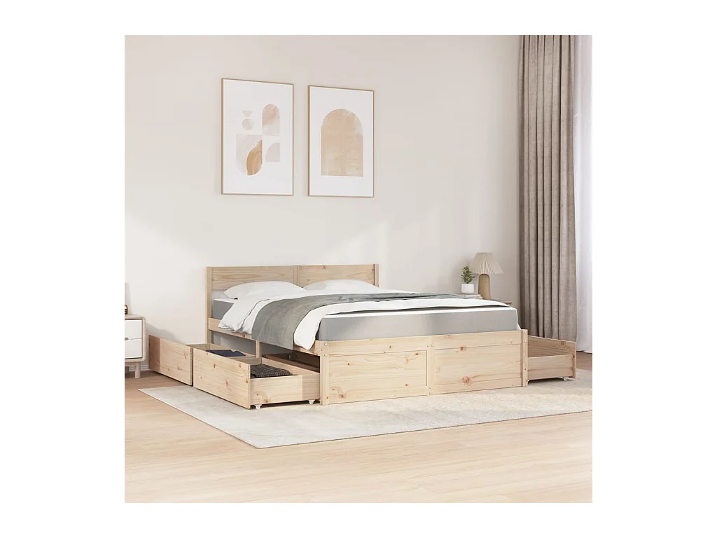 Bed met lades en matras massief grenenhout 160x200 cm