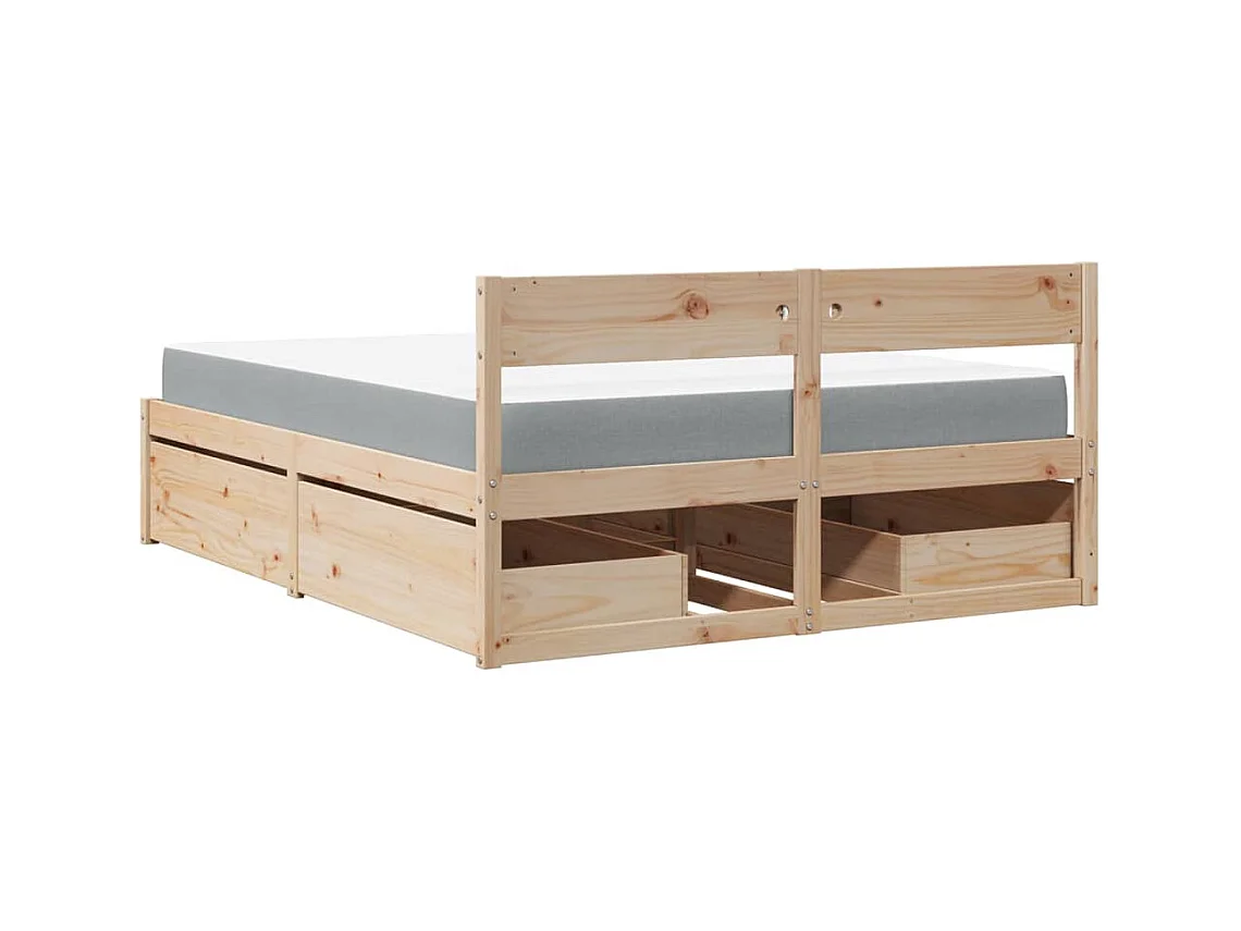 Bed met lades en matras massief grenenhout 160x200 cm