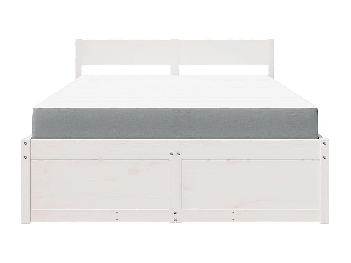 Lit avec tiroirs et matelas blanc 140x190 cm bois massif de pin