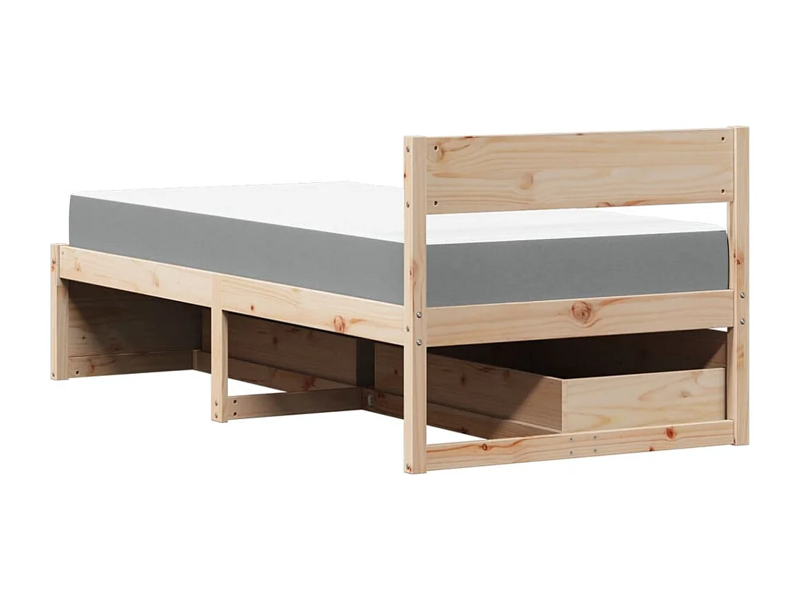 Lit avec tiroirs et matelas 90x190 cm bois massif de pin