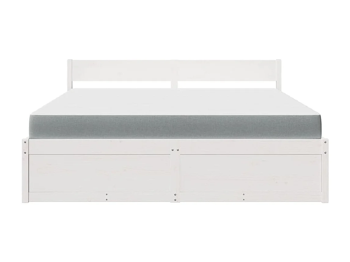 Letto Cassetti e Materasso Bianco 180x200cm Legno Massello Pino
