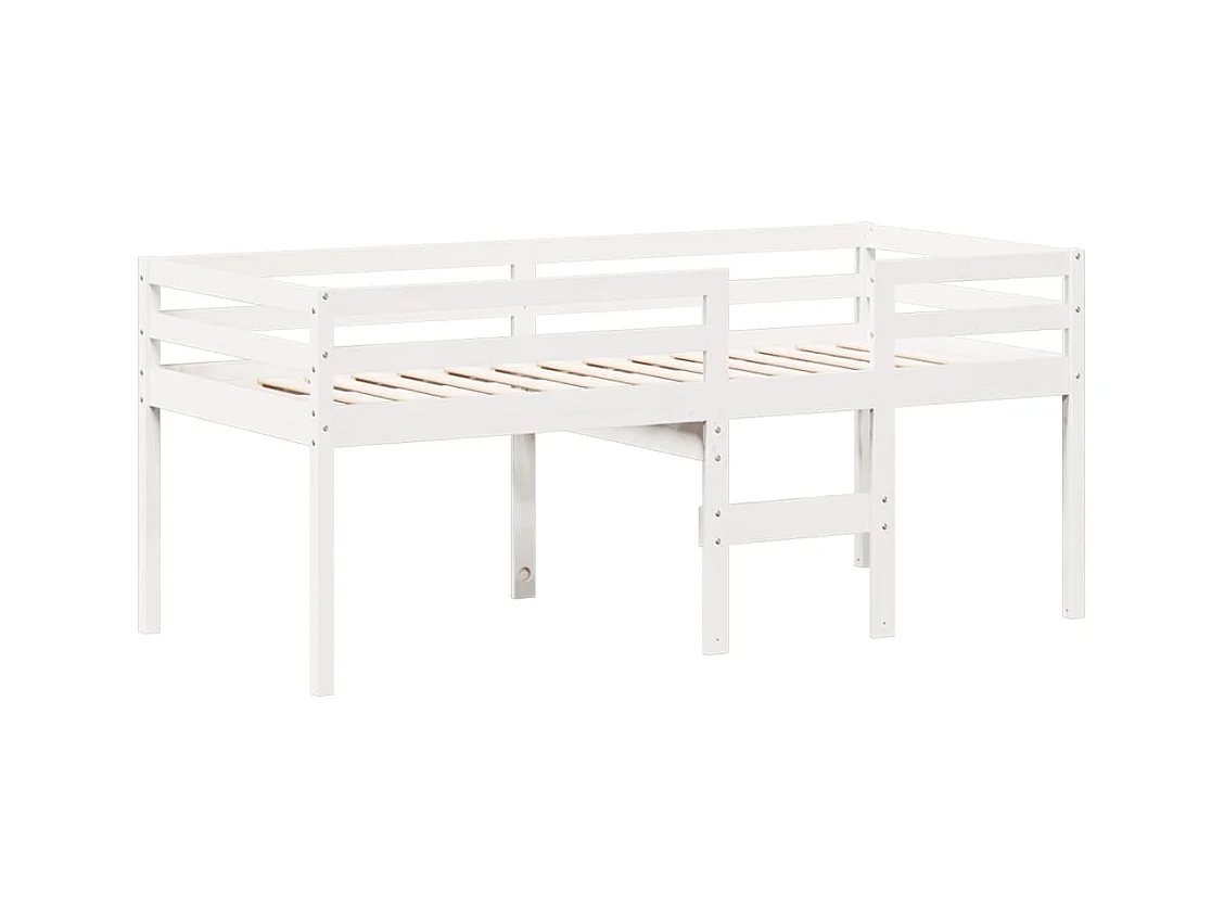 Hochbett mit Dach Weiß 90x190 cm Massivholz Kiefer