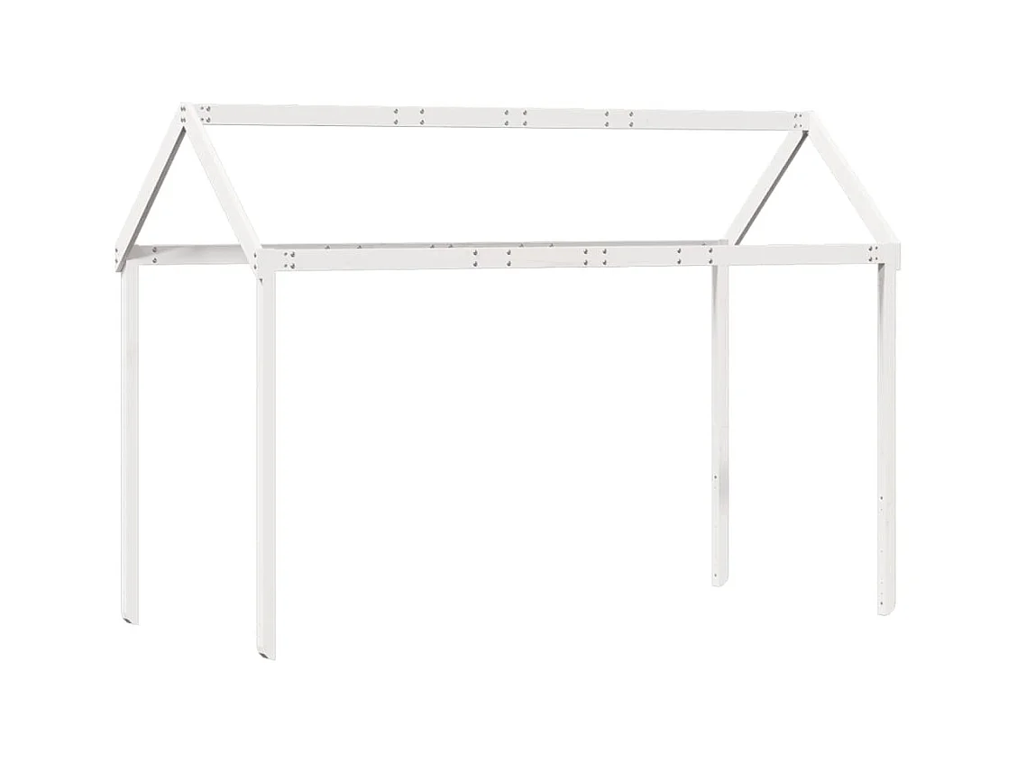 Hochbett mit Dach Weiß 90x190 cm Massivholz Kiefer