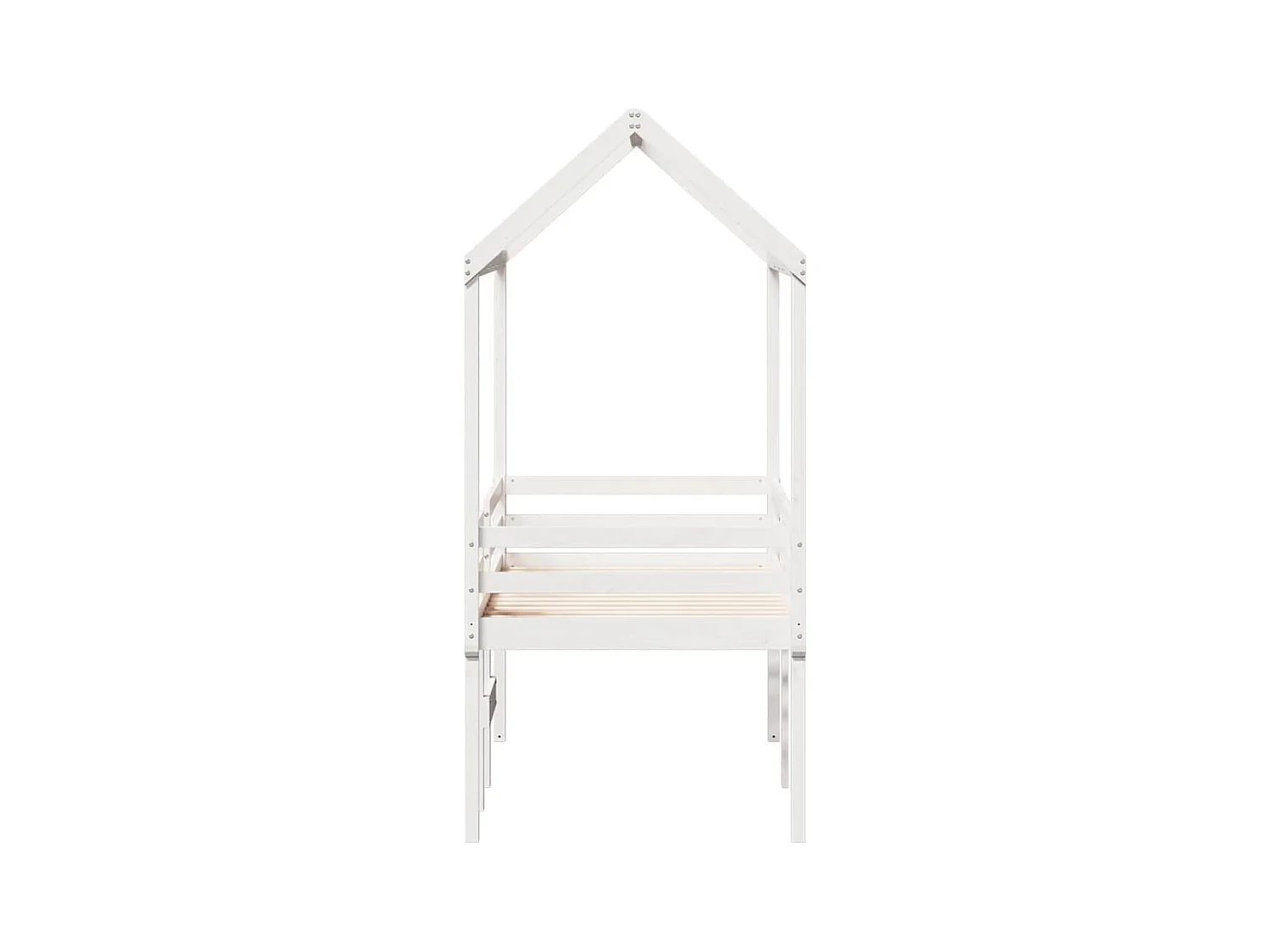Hochbett mit Dach Weiß 90x190 cm Massivholz Kiefer