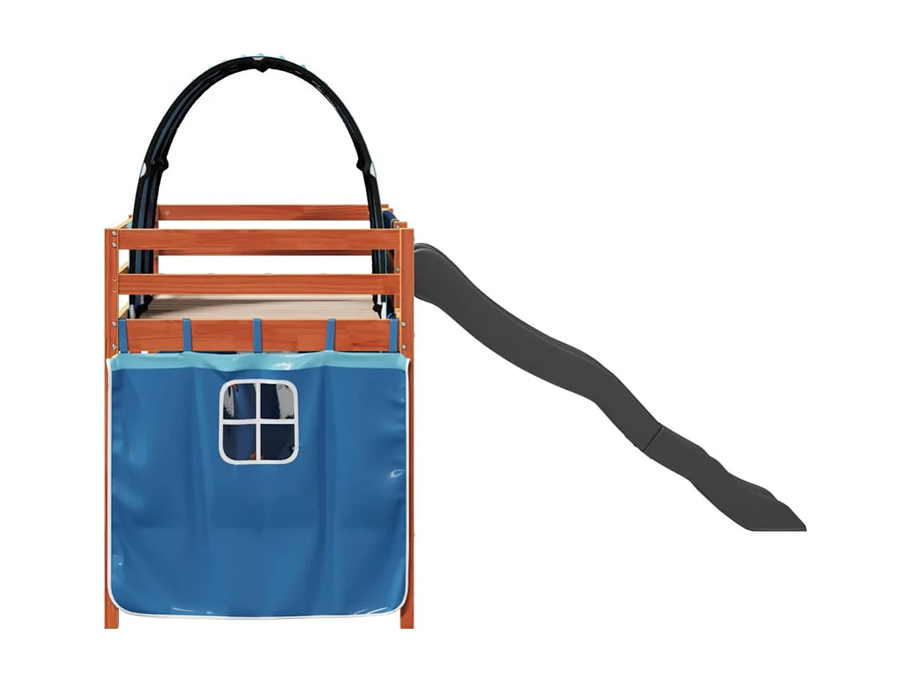 Kinderhoogslaper met tunnel 90x200 cm massief grenenhout blauw