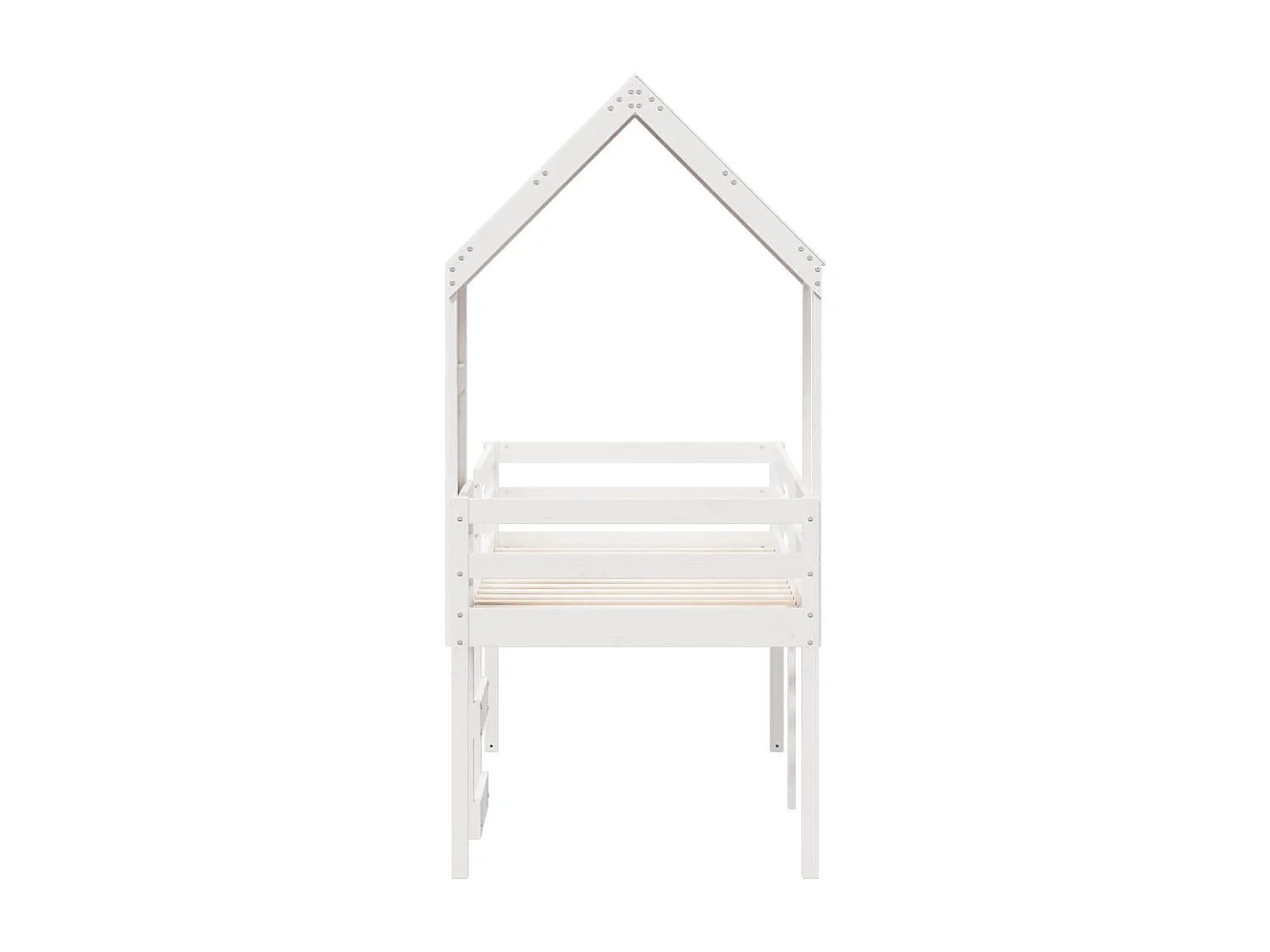 Lit haut sans matelas blanc 90x200 cm bois de pin massif