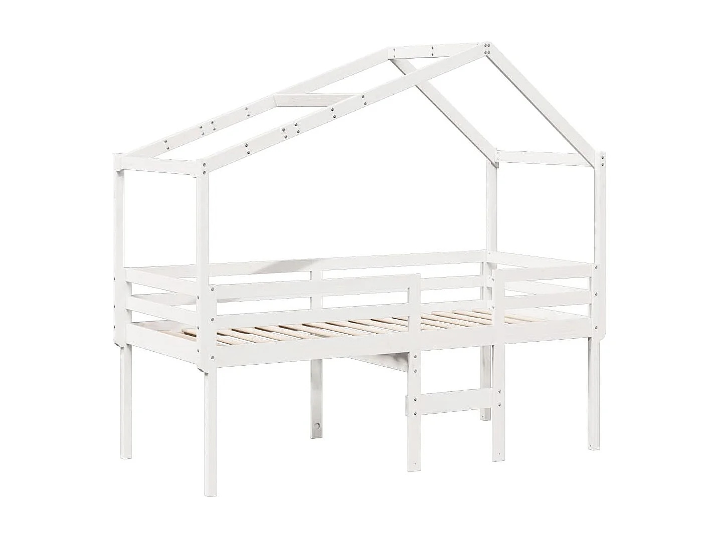 Cama alta com telhado 90x200 cm pinho maciço branco