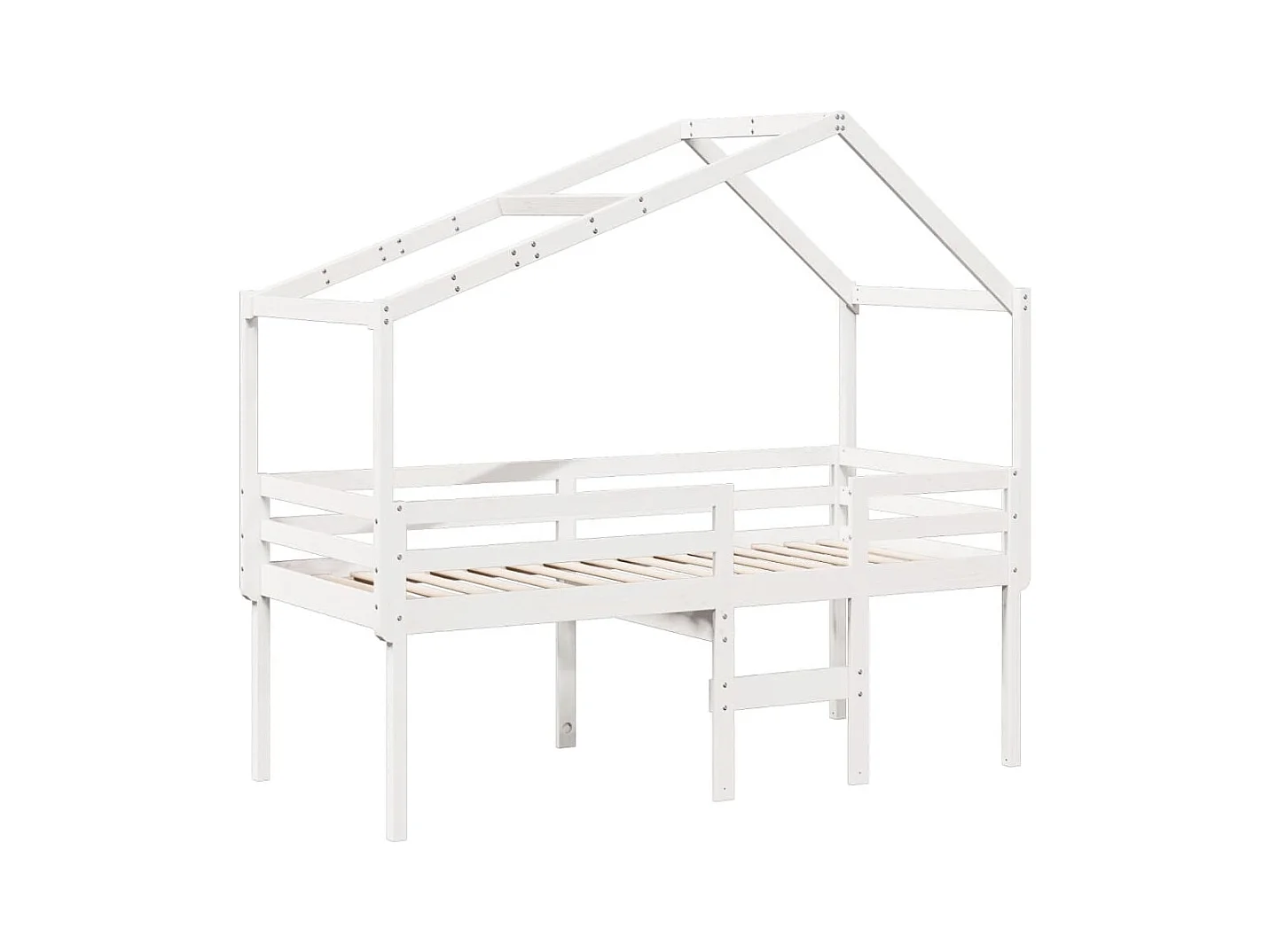 Lit haut sans matelas blanc 90x200 cm bois de pin massif