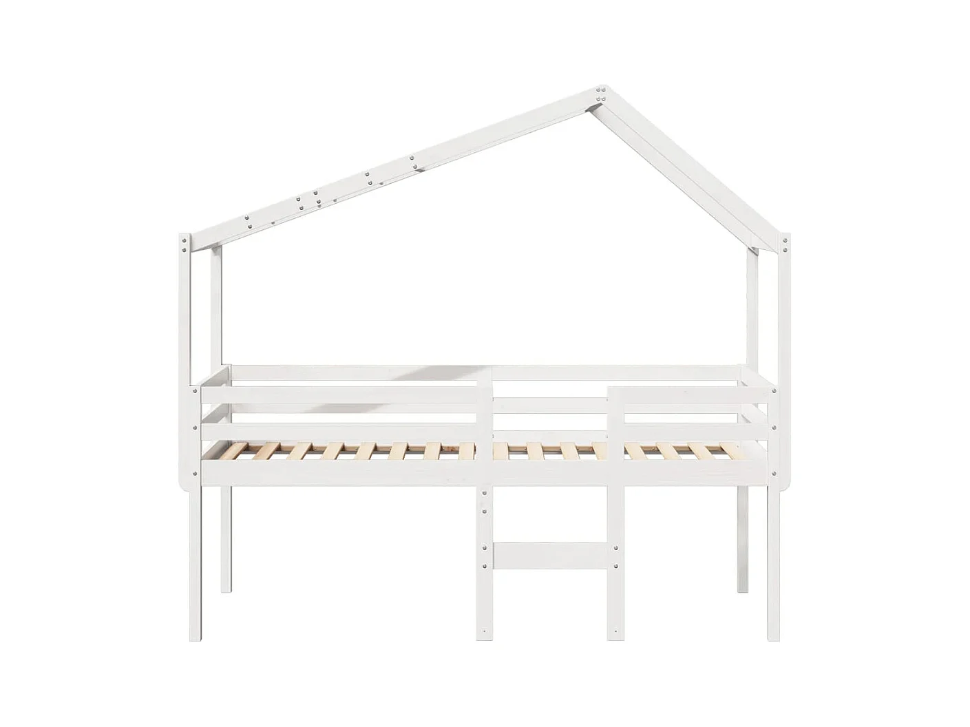Lit haut sans matelas blanc 90x200 cm bois de pin massif